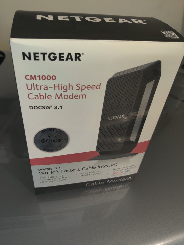 NETGEAR Gigabit Cable Modem (32x8) DOCSIS 3.1 | for XFINITY by Comcast, Cox. Compatible with Gig-Speed from Xfinity - CM1000

