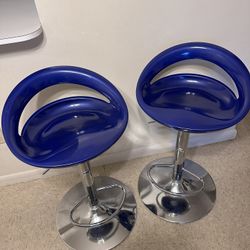 Modern Blue Adjustable Bar Stools – Set of 2