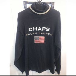 vintage chaps ralph lauren sweater Rare Polo Flag Knit Turtleneck Spell Out