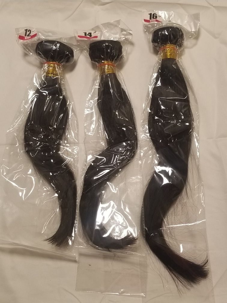 12 14 16 Brazilian human hair straight bundle deal