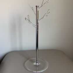 Clear Acrylic Jewelry Tree Stand – 14” Tall with Bowl Base