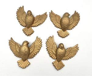 Vintage Burwood 3 Gold Doves Wall Hanging Decoration Birds