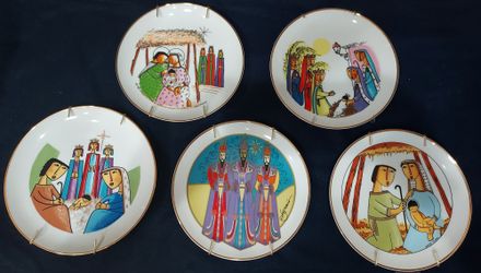 Set of 5 Puerto Rico Christmas Decorative Plates