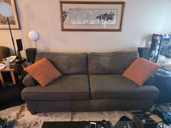 Dark grey fabric couch.  Very good condition