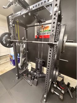 REP FITNESS PR-5000 rack with lat pull down
