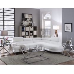 White Leather Sectional Sofa Couch