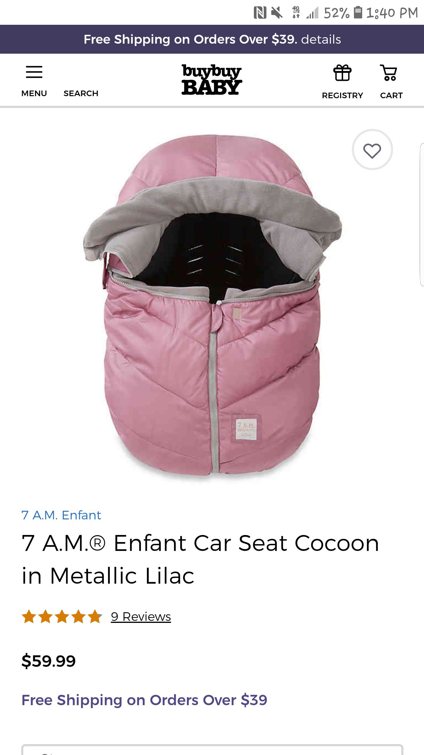 7am Enfant winter grade carseat cover