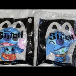 2 Mcdonalds Toy Disney stitch surfer & sippin 2021 New