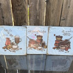 Vintage Metal Coffee Themed Signs 