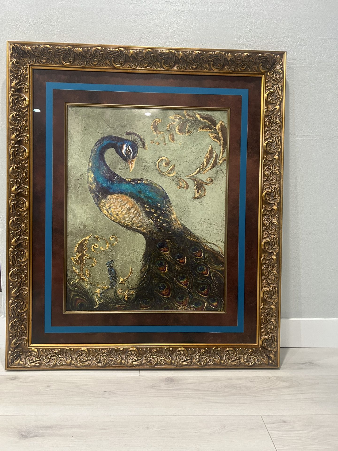 Peacock On Sage Picture Frame