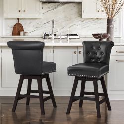 Black Faux Leather Barstool Set Of 2