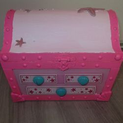 Unique Hand-Painted Pink Treasure Chest Music Box Jewelry Box The Little Mermaid