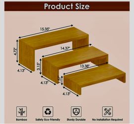 Bamboo 3-Tier Riser Shelf Set new in box