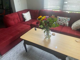 Red Couch and Ottoman