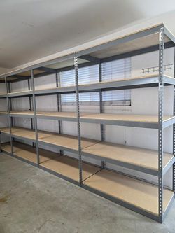 5 Tier Shelving 48 in W x 24 in D American Made Used Heavy Duty Steel Boltless Storage Racks Delivery Available