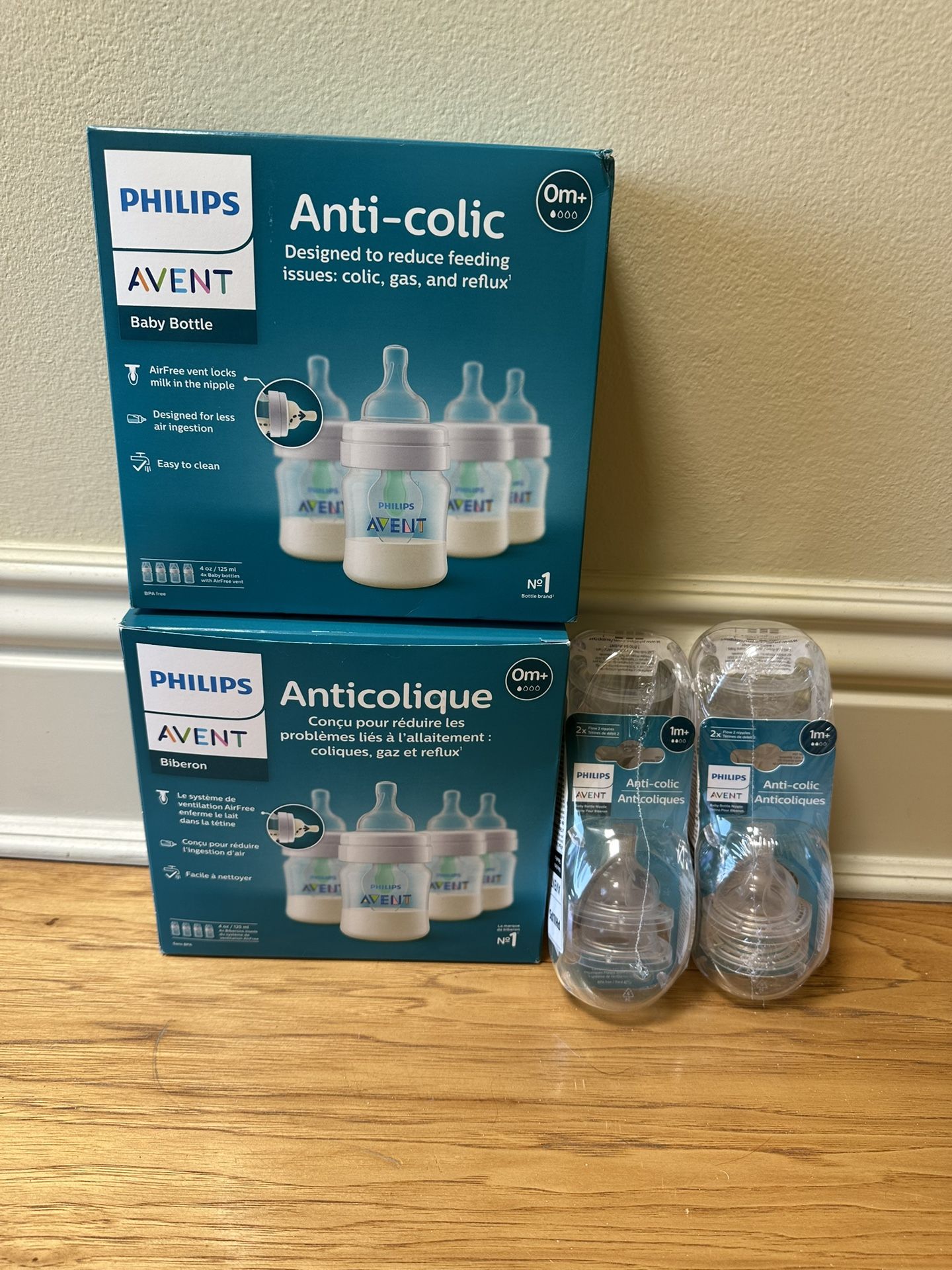Philips Anti-Colic Bottles With Flow 1 & 2 Nipples 