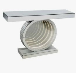 Mirrored light up console table with matching coffee table and wall mirror