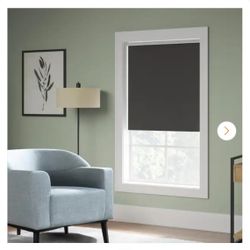 Cut-to-Width 56.5 in. W x 73 in. L Black Cordless Blackout Polyester Fabric Roller Shade