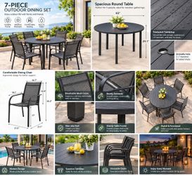 7-Piece Outdoor Dining Set with 6 Chairs