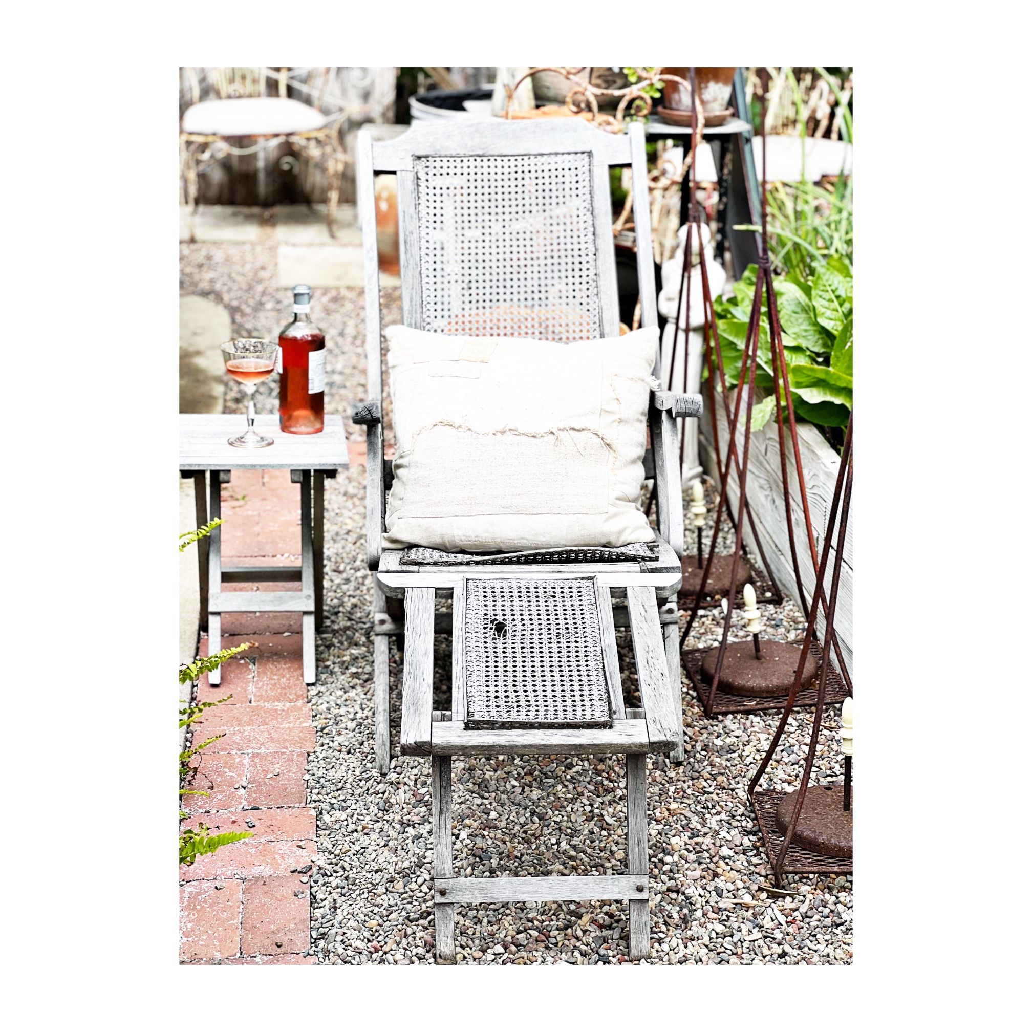 Antique French steamer lounger