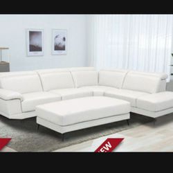 Rio White Leather Sectional Sofa W/Ottoman---$899---Limited Inventory!!!---Delivery Available 