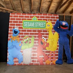 Backdrop Seasame Street Decoration Wall Birthday 