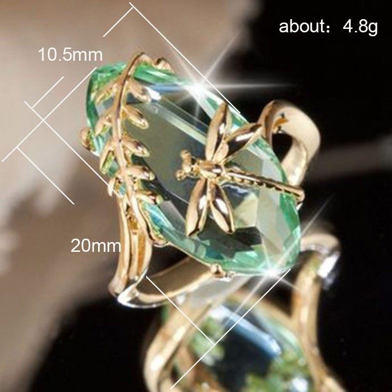 "Super Large Oval Crystal Clear Zircon Dragonfly Gold Rings for Women, EVGG1117
 
