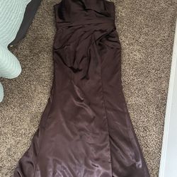 Brown High Neck Bridesmaid Dress