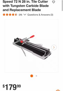 Speed 72 N 28 in. Tile Cutter with Tungsten Carbide Blade and Replacement Blade