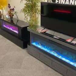LED Changing Color And Fireplace TV Stands With Wireless Chargers And Bluetooth 25-50% OFF EVERYTHING IN STORE ( Read Description)
