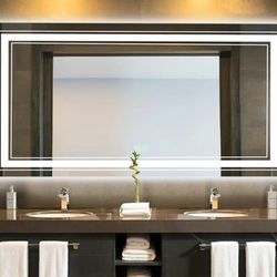 72X36 Bathroom Mirror, Vanity Mirror with Lights, Backlit + Front Lit, Stepless Dimmable LED Mirror with Anti-Fog, Memory, ETL Listed, 5MM Tempered Gl