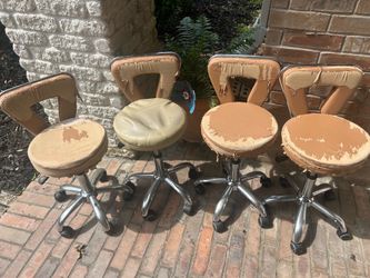 Rolling adjustable height stools with backs