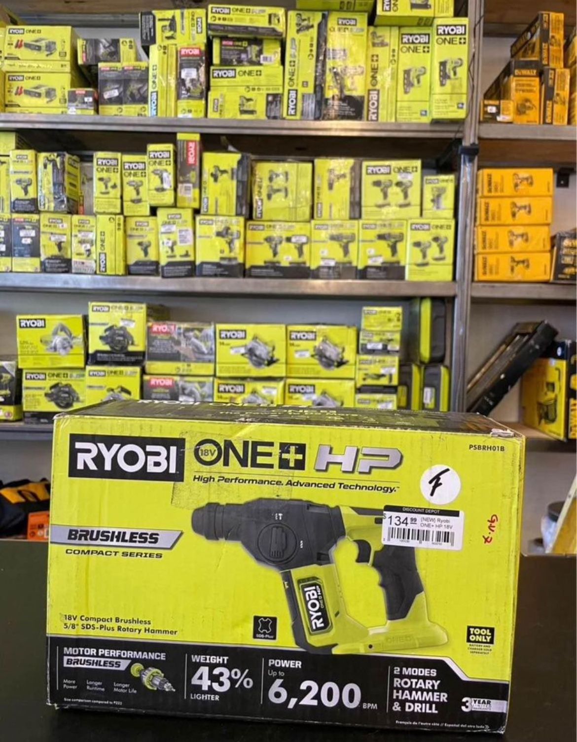 Ryobi One+HP 18V Compact Brushless 5/8” SDS-Plus Rotary Hammer…PSBRH01B