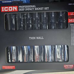 ICON THIN WALL DEEP SOCKET SET 14 PC