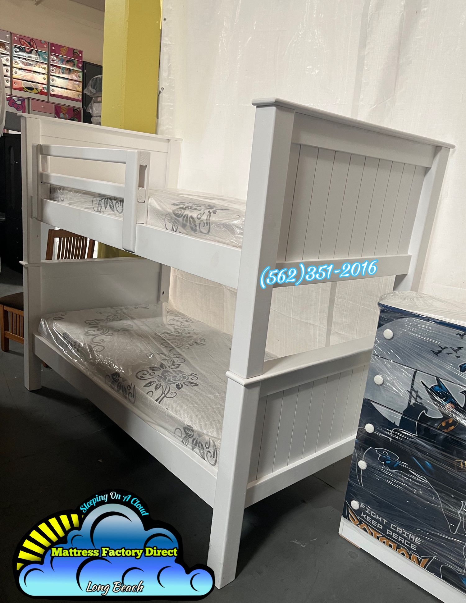 Twin Twin White Pine Bunk Bed 🪵