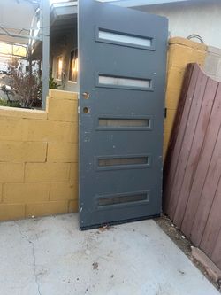 Gray Exterior Door with Glass Panels