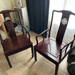 Vintage Chinese Rosewood Ming Style Armchairs Chairs