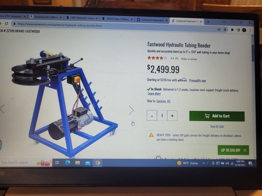 Eastwood Hydraulic Tubbing Bender for Sale in San Tan Valley, AZ OfferUp