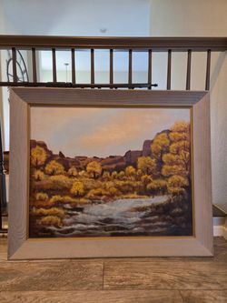 F.P. DeVault Desert Landscape Oil Painting