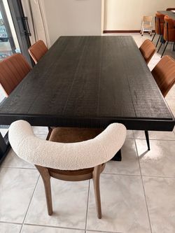 Dark Wood Rectangular Dining Table
