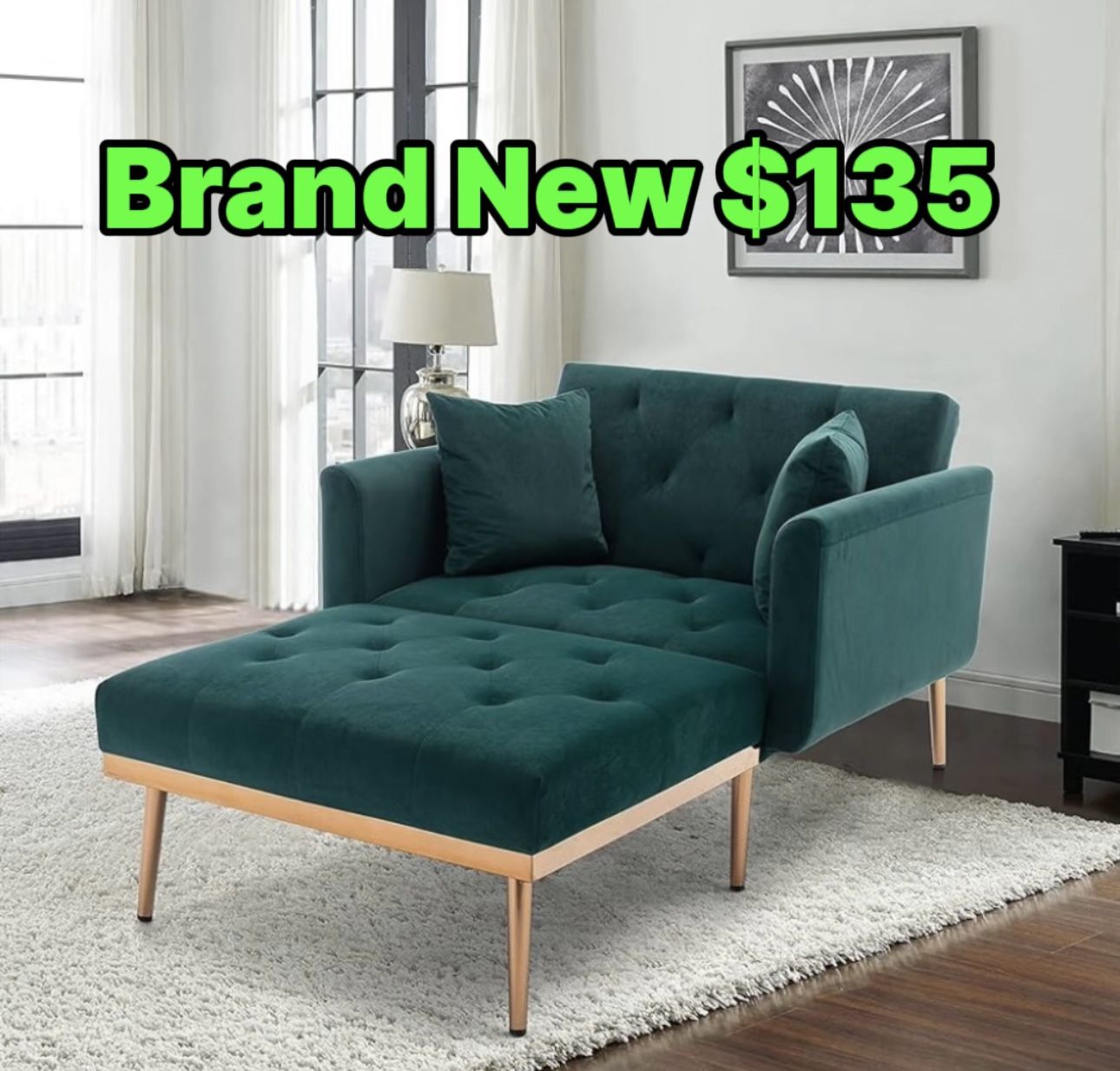 Green Single Sofa Bed Couch 🛋️ Brand New Folds Down Into A Bed 🛏️ 