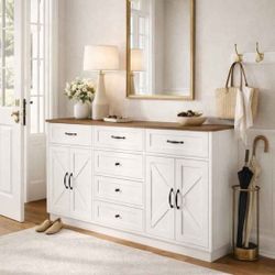 Buffet Cabinet with Storage, 55" Large Buffet with 6 Drawers and 4 Doors,