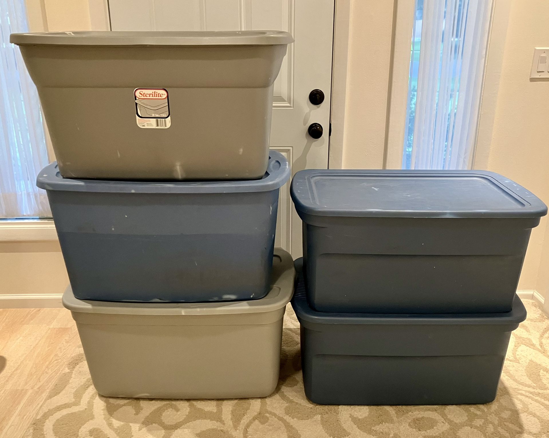 Lot Of 5 Larger Storage Tubs