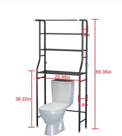 Over-the-Toilet Bathroom Storage Rack, 3-Tier Freestanding Shelf - New