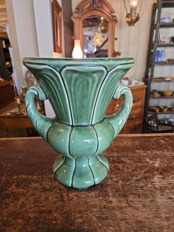 Vintage Green Pottery Trophy Vase