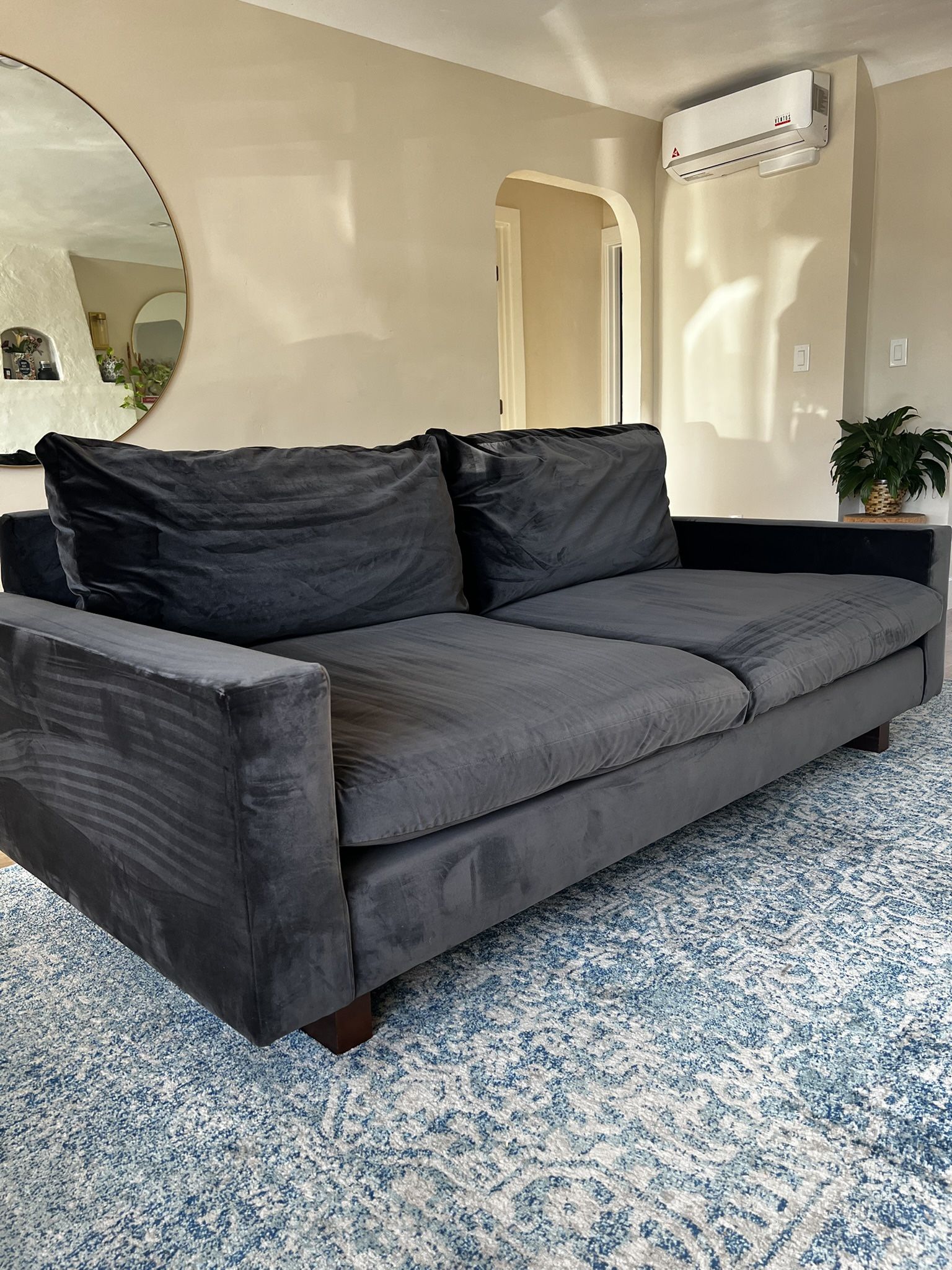 West Elm Black Sofa Couch
