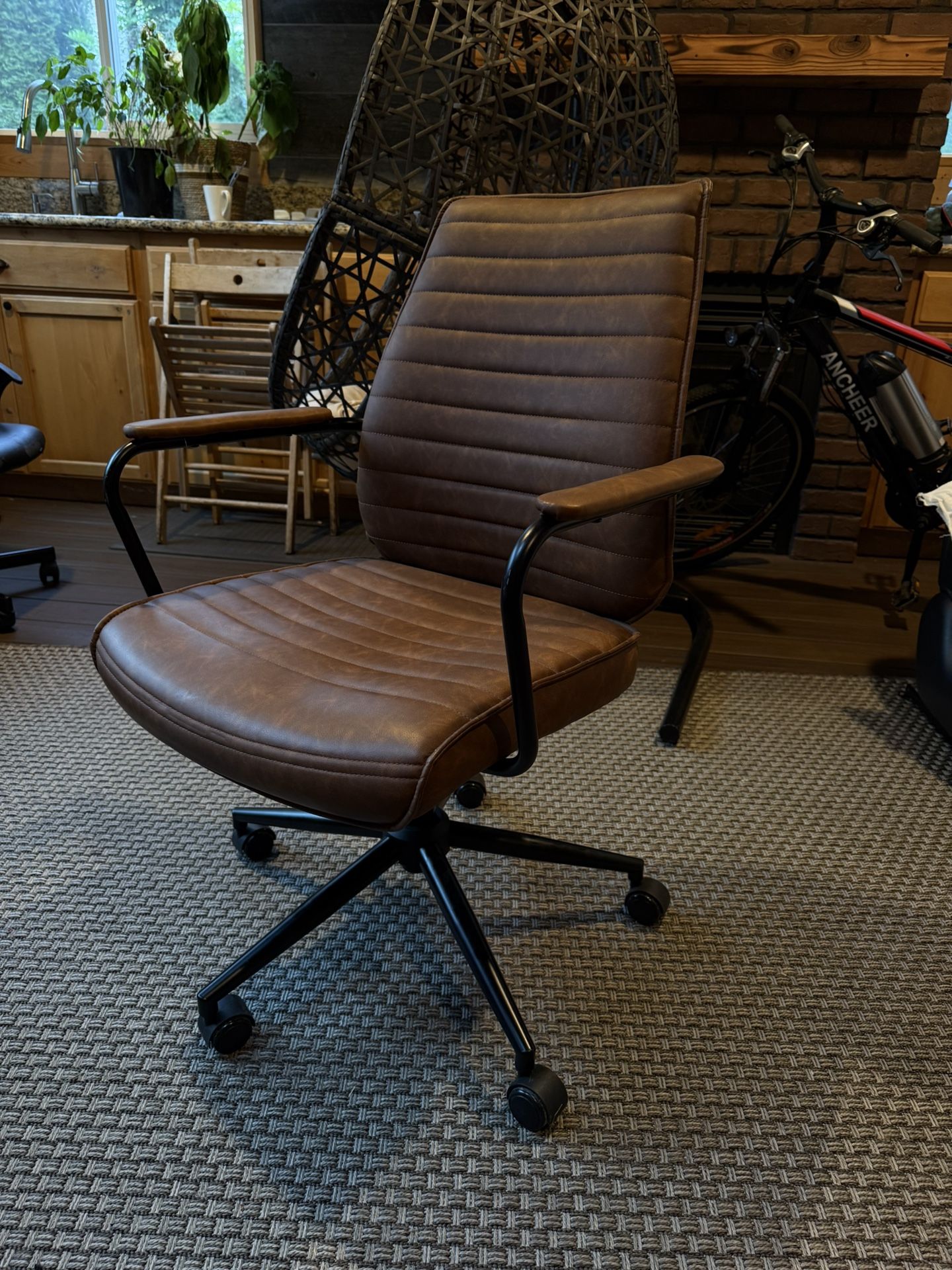 NEW Brown Leather Office Chair