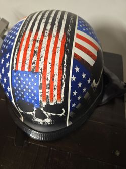 Half Shell Motorcycle Helmet American Flag Skull