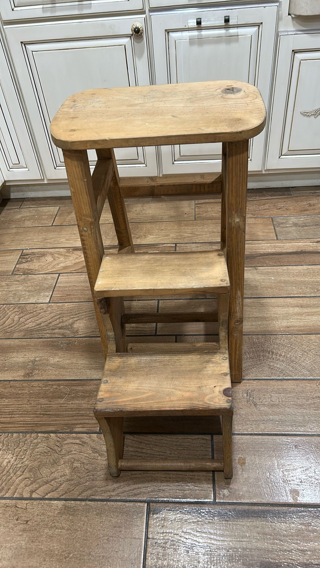 Stool step completely made of wood steps, go in and out perfect for little ones learning how to brush their teeth or helping you in the in the kitchen