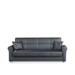 BLACK LEATHERETTE EUROPEAN SOFA BED WITH UNDERNEATH STORAGE NEW !!!